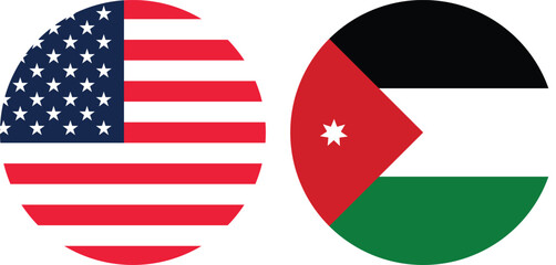 The America and Jordan circular flag vector with transparent background 