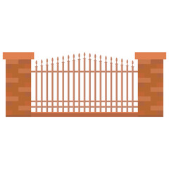 Ornate Metal Gate with Brick Pillars