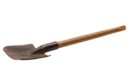 WellUsed Shovel with Wooden Handle for Gardening and Digging.
