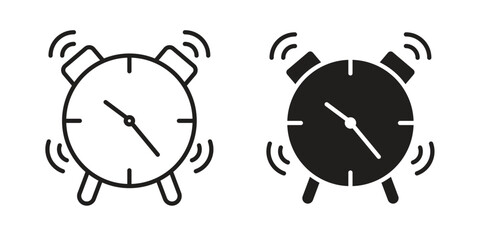 Alarm clock icon outline illustration sign