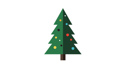 Obraz premium Stylized Christmas Tree with Colorful Ornaments and Brown Trunk.