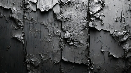 Obraz premium Burnt Wood Texture – Charred Black Wooden Board and Dark Damaged Wall Surface