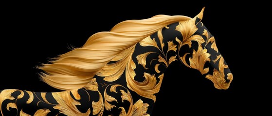 Joyful festival of horses celebrating the 2026 zodiac new year with elegant arabesque patterns
