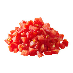 Fresh Diced Tomatoes Pile on White Background for Food Photography