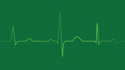 Green electrocardiogram heartbeat line on dark background