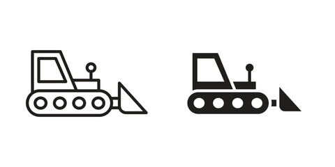 Bulldozer icon outline illustration sign
