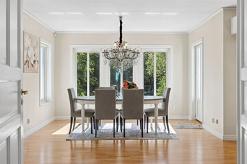 modern luxury dining room interior, 3d render