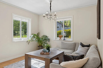 Modern luxury apartment interior in minimal scandinavian style, 3d rendering