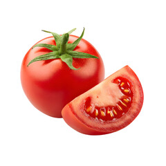 Vibrant Fresh Red Tomato and Slice on White Background for Culinary Projects