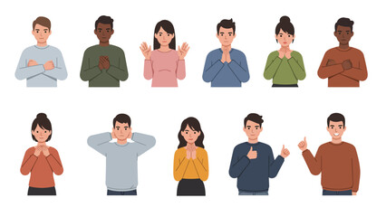 Diverse Avatars Displaying Varied Gestures, Emotions, And Body Language © shakil