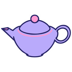 a  teapot of japanese tea in bright neon color