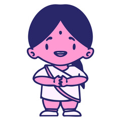 happy indian woman in modern sash in bright neon color