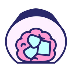 traditional japanese sushi seaweed wrapped in bright neon color