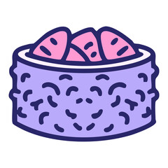 traditional japanese sushi seaweed wrapped in bright neon color