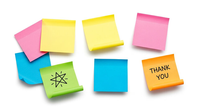 Brighten your day with colorful sticky notes, perfect for positive reminders and creative inspiration in any workspace or home office - Powered by Adobe