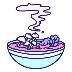 hot marinated mushrooms in japanese bowl in bright neon color