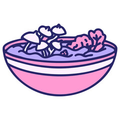 marinated mushrooms in japanese bowl in bright neon color