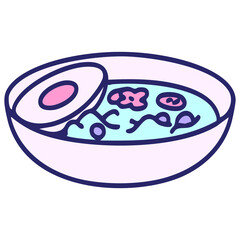 a traditional japanese ramen bowl  in bright neon color