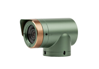 Green and bronze security camera isolated, surveillance equipment for home security and monitoring systems