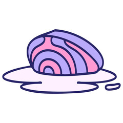 traditional japanese slice of sashimi in bright neon color