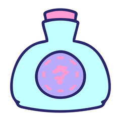 traditional clay bottle of japanese sake in bright neon color