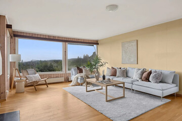 modern apartment living room interior, 3d render