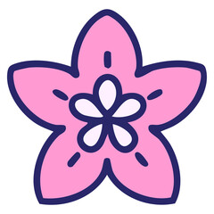 singular  japanese style flower design in bright neon color