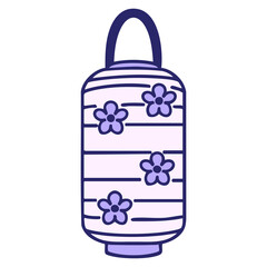 japanese paper lantern with floral pattern in bright neon color