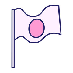 national flag of japan waving in bright neon color