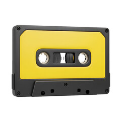 Fototapeta premium Yellow and black cassette tape isolated on transparent background