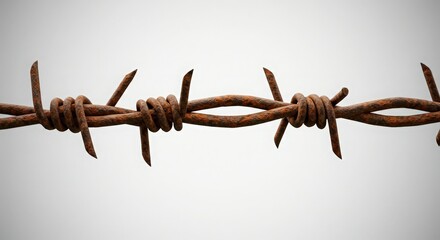 Close up of rusty barbed wire against a blurred background