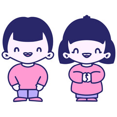 happy japanese couple standing together in bright neon color