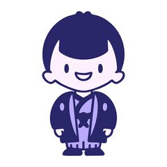 Obraz premium japanese man wearing traditional clothing in bright neon color