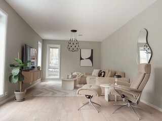 modern apartment living room interior, 3d render
