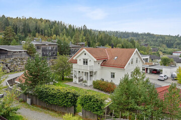 Modern villa exterior in minimal scandinavian style, 3d rendering