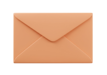 Peach envelope PNG isolated on transparent background, 3D render of a sealed letter for email and postal communication