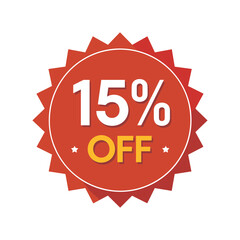 Discount Sale Banner with 15% Off Red Starburst and Yellow Text