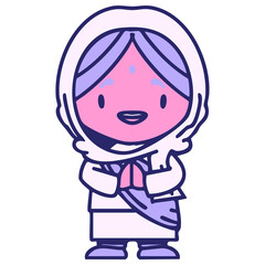 happy indian woman with hands together in bright neon color