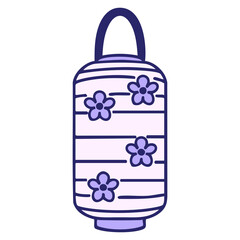 japanese paper lantern with floral pattern in bright neon color