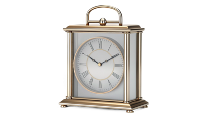 A close up shot of a gold framed clock with roman numerals on a black background in studio lighting created with generated ai