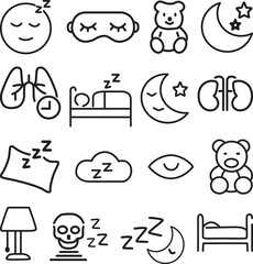 Sleep and Dreams A Collection of Line Art Icons