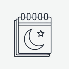Calendar with moon and star icon, representing Islamic events or holidays.