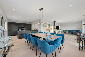 modern luxury dining room interior, 3d render
