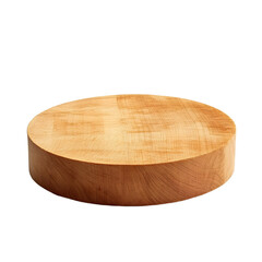 Round Light Brown Wooden Pedestal Studio Shot