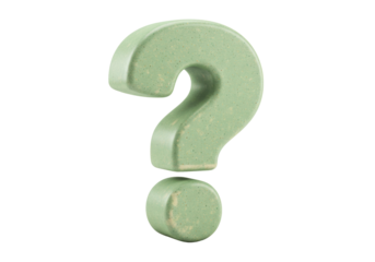 Green question mark isolated on transparent background, symbol of uncertainty and inquiry in PNG format