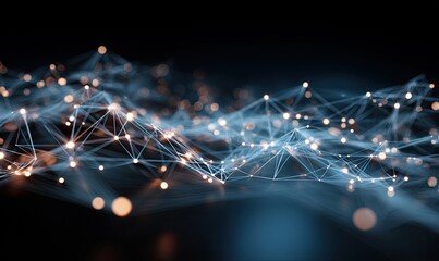 An abstract illustration of a glowing network of interconnected nodes and lines