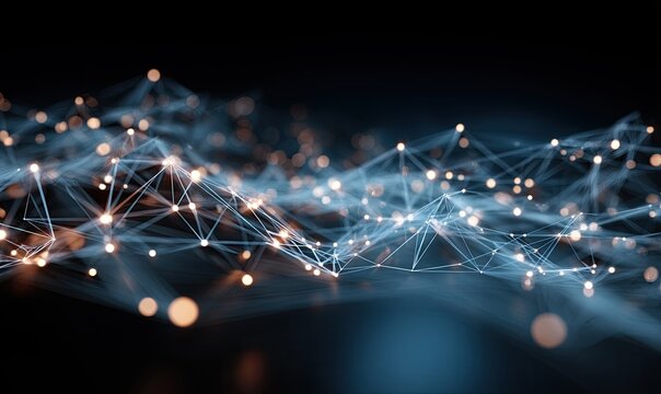 An abstract illustration of a glowing network of interconnected nodes and lines