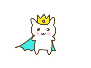 Cute cat character in royal king costume (blue theme)