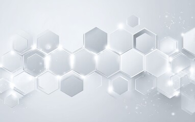 Abstract, digital design of interconnected, three-dimensional hexagonal shapes with subtle highlights