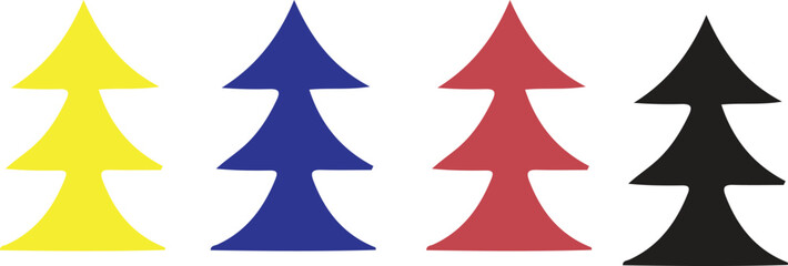 Four colorful christmas tree icons on white background